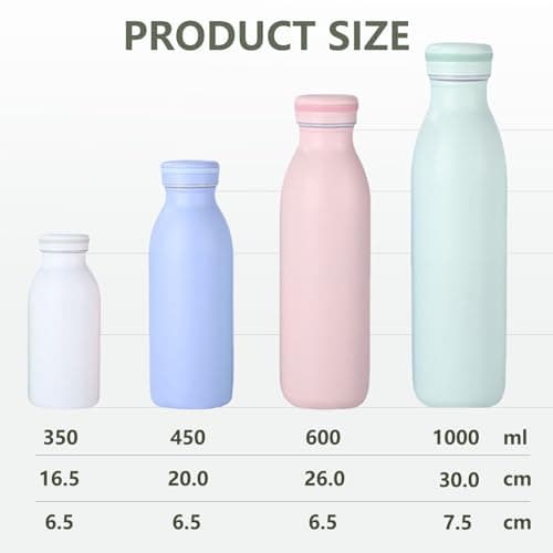 AMFUN Water Bottle Vacuum Insulated Bottle,350mlStainless Steel Sports Water Bottle,BPA Free, Leak Proof for 12hrs Hot & Cold Drinks Water Coffee Milk,Home, Work, Gym & Travel (Cream) — view 3