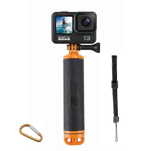 micros2u Waterproof Floating Handle (updated v2) Hand Grip. Compatible with GoPro Hero 13 12 11 10 9 8 7 6 5 4 3, Mini, DJI Osmo, Max, Insta360 + other Action Cameras