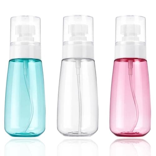 Meralo 3 Pack Small Travel Spray Bottle 100 ml, Fine Mist Spray Bottles for Toiletries, Refillable Clear Plastic Mini Water Mister for Face Skincare Hair and Cleaning (60ml)