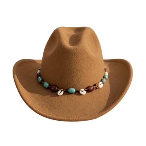 Wide Brim Hat Women Vintage Felt Fedora Cowboy Style Winter Fashion Cap — view 2