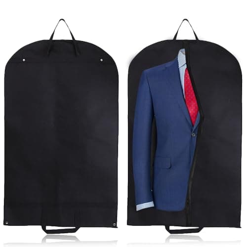 Garment Bag, Pack of 2 Suit Protective Cover, Foldable for Family Wardrobe, Travel, Business, Business, Hotel, 120 x 60 cm, Black