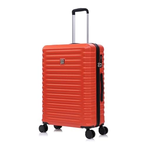 Rocklands Large Suitcase Hard Shell Lightweight 4 Dual Spinner Wheels Trolley Luggage Suitcase Hold Check in Luggage TSA Combination Lock (Orange, Medium 24")