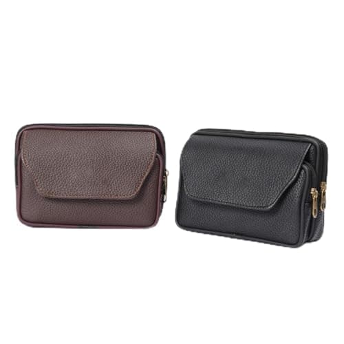 Men's Leather Waist Bag Through Design with Belt for Travel