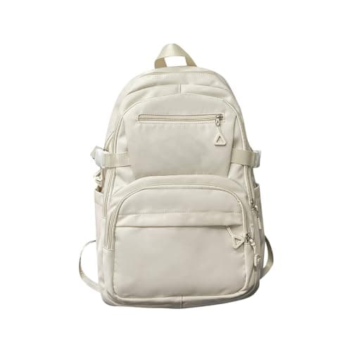 Vegan Leather Backpack Laptop Backpack For Women College School Travel Casual Daypack Bookbag Work Bag Lightweight For Women Girls Student 15.6 Laptop Travel Bags For 3 Day Backpack (White, One Size)