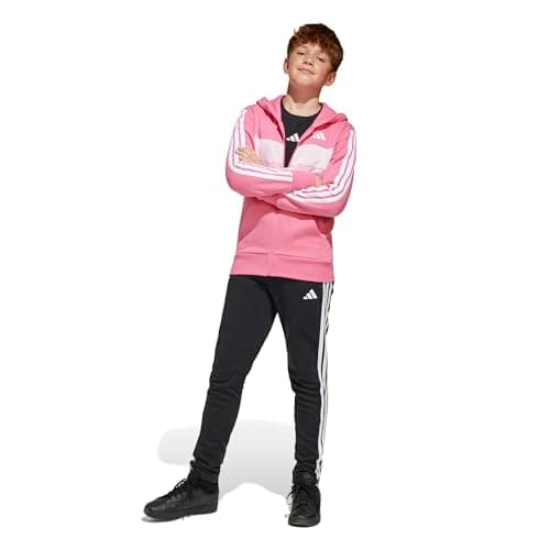 adidas Unisex Kids Seasonal Essentials Tiberio 3 Stripes Fleece Track Suit, pink fusion/white/clear pink, 13-14 Years — view 3