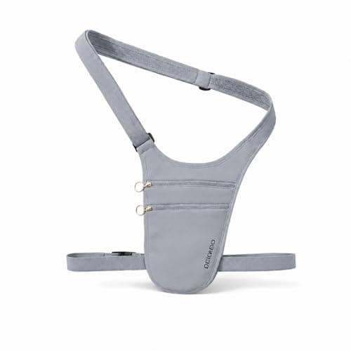 Anti-Theft Travel Money Belt, Grey, Waist or Crossbody Pouch