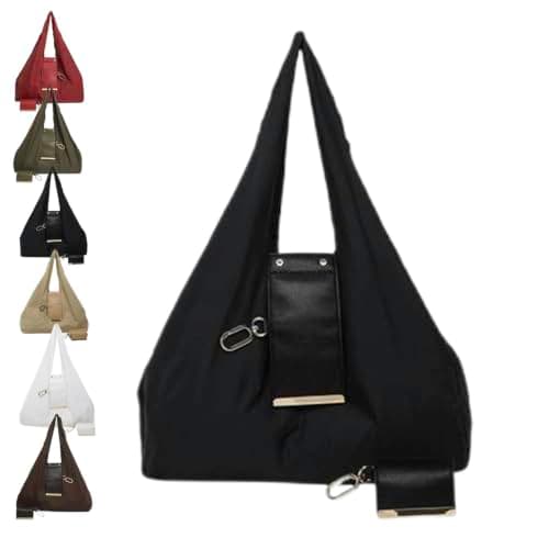 Foldable Keychain Tote Bag, Foldable Shopping Bags With Leather Pouch