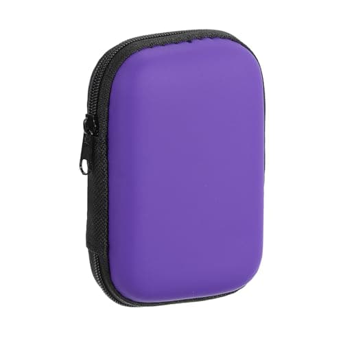sourcing map Earbuds Cases, Wired Earphone Case Holder, EVA Ear Buds Case Zipper Organizer Small with Mesh Pocket for USB Cable, Earphones, Purple