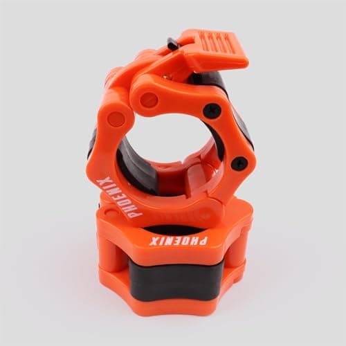 Phoenix Fitness Barbell Clamps - Pair of 1” or 2” Olympic Bar Collars for Weightlifting Bars - Set of 2 Heavy-Duty Barbell Clips - Quick Release Clamps for Home & Gym Training - Orange, 2-inch — view 5