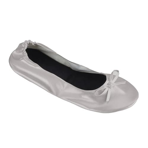 Momolaa UK 8.5 Ladies Roll up Shoesportable Travel Ballet Flat Fold up Pumps After Party Shoes Slipper (with Carrier Pouch) A0_Clearance Grey — view 2
