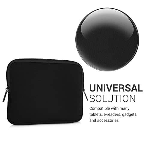 kwmobile Neoprene e-Reader Pouch Size 6,8-7" eReader - Universal eBook Sleeve Case with Zipper - Black — view 4