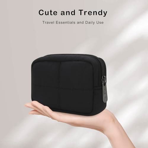 DOB SECHS Waterproof Canvas Mini Travel Makeup Carrying Case Wash Bags Cosmetic Bag Portable Electronics Accessories Organizer Wash Gym Shaving Bag (#2517-Black, Small) — view 3