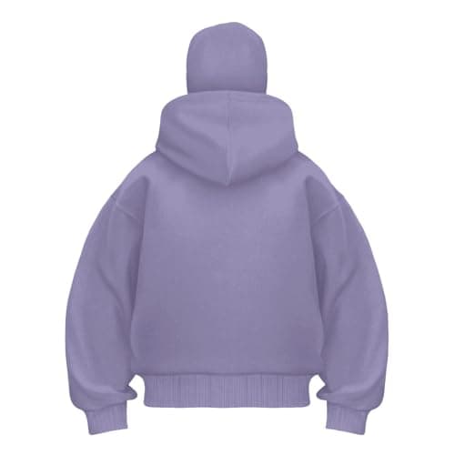 Balaclava Hoodie with Mask Built In Balaclava Full Zipper Double Hooded Coat Oversized Wind Resistant Warm Travel Hoodie with Face Mask Built In Winter Windproof Streetwear Workout Sweatshirt Purple — view 4
