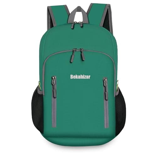 Bekahizar 20L Ultra Lightweight Backpack Foldable Hiking Daypack Rucksack Water Resistant Travel Day Bag for Men Women Kids Outdoor Camping Mountaineering Walking Cycling Climbing (Teal Blue) — view 2