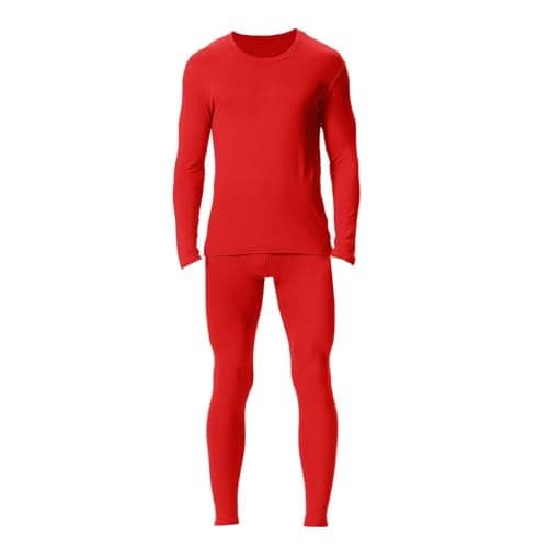 Men's Thermal Underwear Set Fleece Lined Base Layer,Winter Warm Long Sleeve T Shirts and Pants for Cold Weather Protection with Comfort Stretch Fit and Moisture Wicking (Red, XXXXXXL)