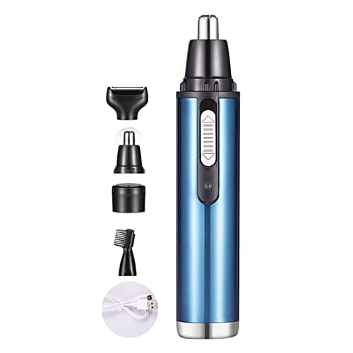 Naroote Nasal Hair Trimmer, Cleanable Sky Blue 4 in 1 USB Charging Nasal Hair Trimmer Removable for Travel