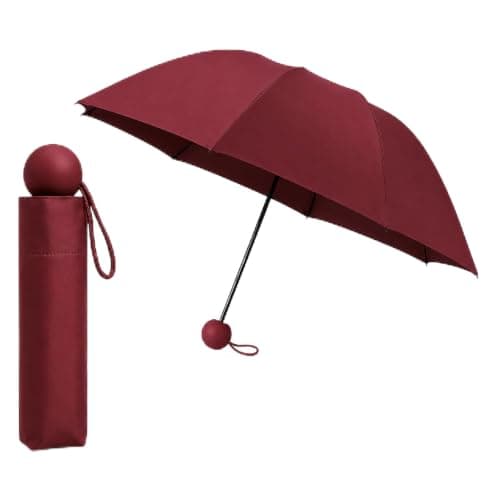 BMLIMITED BML Maroon Mini Folding Travel Umbrella Windproof Lightweight Portable Compact Pocket Umbrella for Men and Women Rain and Sun Protection with UV Protection