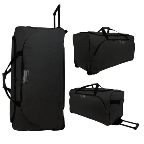 Bordlite 30" Black Extra Large Wheeled Holdall – Durable Twill 2-Wheel Travel Bag with Trolley Handle & 127L Capacity – Heavy-Duty Duffel Luggage for Holidays & Work Trips — view 3