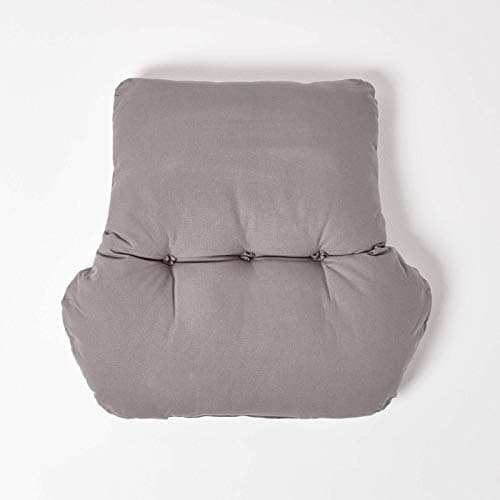 HOMESCAPES Charcoal Grey Back Support Cushion Thick Lumbar Cushion for Armchair, Desk Chair or Sofa Soft 100% Cotton Orthopaedic Posture Cushion, 15cm Deep — view 3