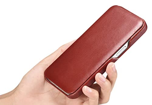 FUTLEX Leather Folio Case Compatible with iPhone 13 Pro - Vintage Style Genuine Leather Flip Folio Design Cover - Built-in Magnetic Closure - Red — view 4