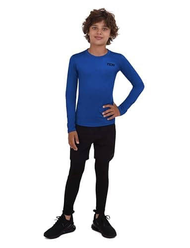 TCA Boys' SuperThermal Compression Base Layer Football Running Top Long Sleeve Thermal Under Shirt - Dazzling Blue, 12-14 Years — view 2