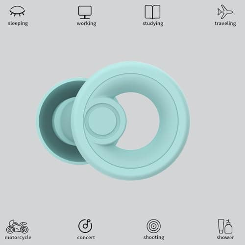 JAYINE Ear Plugs for Sleep, Reusable Soft Silicone Earplugs Hearing Protection, 30dB Noise Cancelling Ear Plugs for Sleeping, Work, Study or Travel - Ear Tips in XS/S/M/L - TBlue — view 2