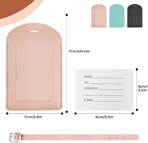 Hengxinc Luggage Tags,3 PCS Leather Suitcase Tags with Adjustable Strap — view 2