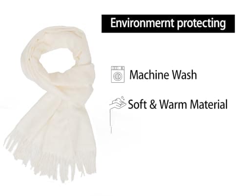 XuoAz Women's Fall Winter Shawl Wrap Large Fringe Scarf for Evening Dresses Travel, Solid Beige, Medium — view 4
