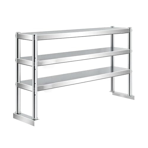 Adjustable Stainless Steel Overshelf - Heavy-Duty Storage Rack for Restaurant Kitchen Prep Table - Commercial Grade Space-Saving Organizer for Efficient Food Prep