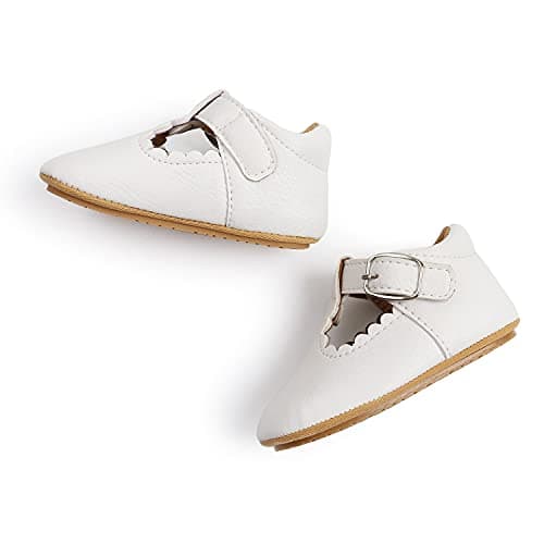 Baby Girls First Walking Shoes Mary Jane PU Leather Anti-Slip Princess Shoes Infant Baby Shoes 12-18 Months,D White — view 4