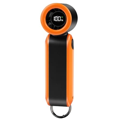Portable Handheld Fan, LED Digital Display, Powerful Mini Turbo Fan, 17400RPM Hight Speed, Personal Hand Fan Rechargeable, Small Pocket Design with Carabiner, Personal Travel fan for Women Men