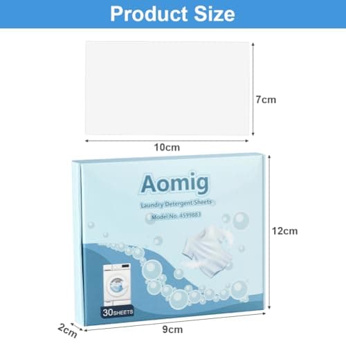 Aomig Ultra Concentrated Laundry Detergent Sheets, 30 Sheets, Deep Stain Removal, Eco-friendly, Machine & Hand Wash, Plastic Free, Concentrated, Blue — view 2