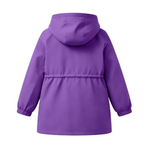 Purple Girls Waterproof Jacket Windproof Hooded Raincoat Outdoor 9 Years — view 5