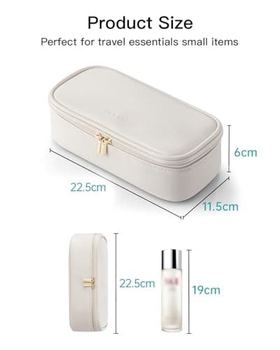Cosmetic Bags with Brush Compartment,Large Capacity Samll Makeup Bag,Travel Essentials for Women,White — view 5