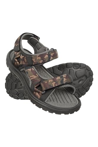 Mountain Warehouse Crete Mens Sandals - Durable & Sturdy Grip, Cushioned Footbed, Neoprene Lined, Hook & Loop Straps Beach Shoes - Spring Summer Travel, Walking Camouflage (01) Adult Shoe Size 7