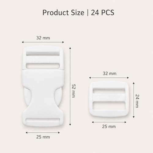 24Pcs 25mm Side Release Buckles Tri-Glide Slides Plastic for Backpack DIY — view 2