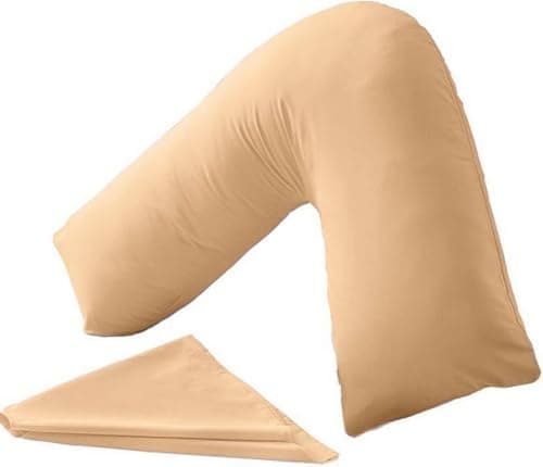 Nutra Nerd V pillow cases covers only - 100% Polycotton V shaped pillowcase cover - Neck & Back Support Orthopaedic Pregnancy Nursing V shape Pillow case cover only | Envelope Closure (Latte)