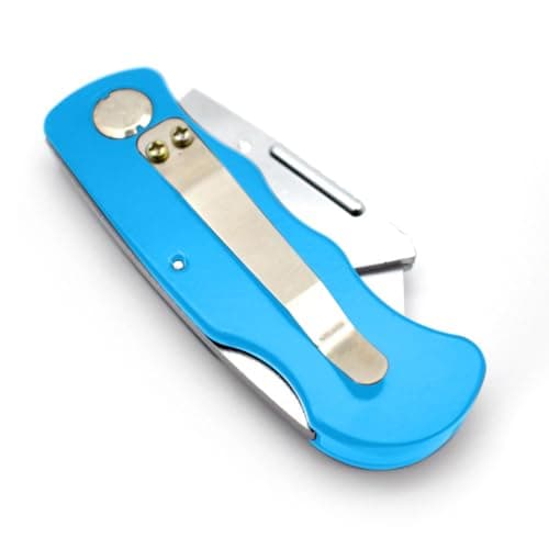 Shark-Tuff® Heavy Duty Folding Utility Knife with 10 Spare SK5 Blades | All Metal Sharp Craft Tradesman Camping Pocket Knife Cardboard Box Cutter with Belt Clip & Safety Lock UK Legal — view 4