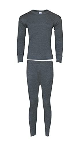 Heat Stoke®️ Men's Thermal Long Sleeves T-Shirt Long Johns Trouser Warm Base layer Black Charcoal S,M,L,XL,XXL (SINGAL SET CHARCOAL, XXL)