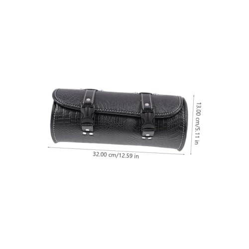Faux Leather Motorcycle Tail Bag for Cruiser, Large Capacity Black Storage — view 2