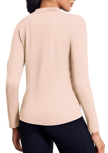 PINSPARK Women's Gym Shirts Long Sleeve Sports T-Shirt Thermal Beige L — view 2