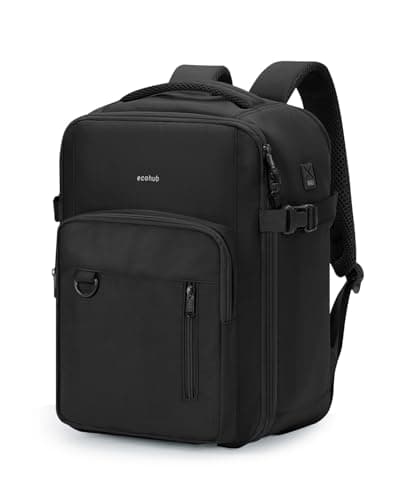 ECOHUB for Ryanair Cabin Bags 40x30x20, 24L Womens Travel Backpack Underseat Carry On Rucksack with Laptop Compartment, Recycled Water-resistant Hand Luggage Bag for Flight Overnight, Classic Black