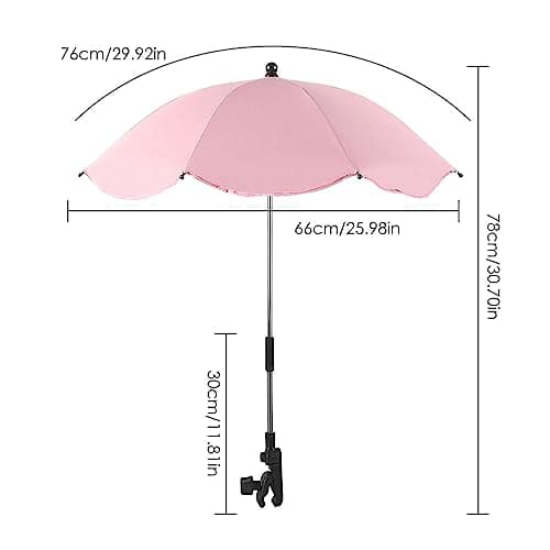 Bu-ggy Parasol with Clip on Fixing Device - 360° UV Protection, Waterproof Universal Baby Pram Umbrella for Pushchair Strollers — view 2