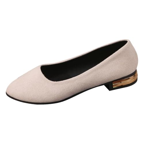 Womens Leather Ballet Flats Womens Cream Ballet Flats Casual Work Dating Leisure Comfortable Slip On Design Closed Toe Block Heel Year Round Use Ballerina Shoes Pumps Driving Summer