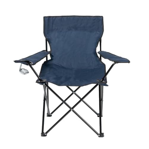 OHS Camping Chair, Folding Garden Chairs Lightweight Comfy Steel Frame Picnic Festival Camping Chairs for Adults with Cup Holder Easy to Transport Outdoor Fishing Chair, Navy Blue
