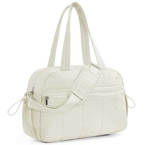 Outplea Womens 20L Gym Bag with Wet Pocket, 40x30x20 Travel Bags Underseat Cabin for Ryanair, Carry on for EasyJet, Small Overnight Weekender Holdall, White