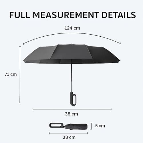 RainHaven Windproof Compact Umbrella – Automatic Open Close Premium Folding Umbrella for Travel, Lightweight & Small, Black with Hook Handle & Case — view 2