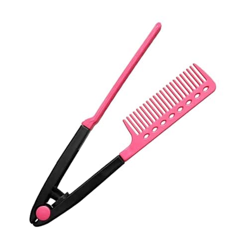 Heat-resistant V Hair Styling Comb, v shaped Hair Straightening Comb For Flat Iron, Professional Smoothing Grooming Brush For Home Travel Road Trip Vacation Dating Commuting