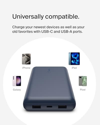 Belkin USB-C Portable Charger 20000mAh Power Bank with USB-C & 2 USB-A Ports, Blue — view 5