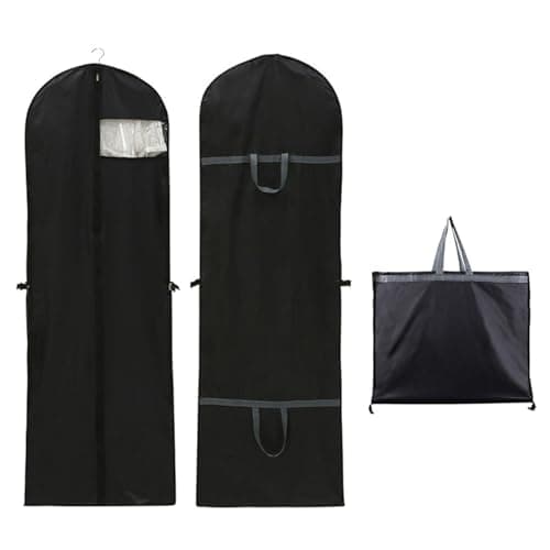 1 Pack Long Dress Covers Bag Dust Proof Clothes Covers Moth Proof Garment Bag Wedding Dress Bag Folding Long Coat Cover for Coat Gowns Dresses Shirts Suits Jackets Storage (Black)